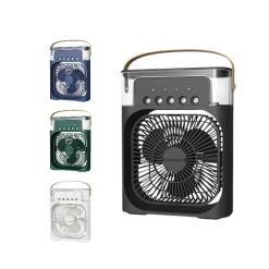 Quạt Phun Hơi Nước Có Đèn Hình Vuông Quạt Để Bàn Mini 600ml 20x25.5x8.5cm - QPNHS01