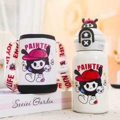 Bình Nước Giữ Nhiệt Cho Bé In Hoạt Hình Có Quai Đeo 450ml - BGNCB01