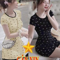 Đồ bộ quần đùi áo tay ngắn gân xin in nhiều nơ nhỏ - DBO5034