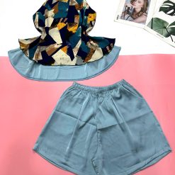 Đồ bộ mango áo 2 dây phối 2 màu cùng nhiều hoạ tiết - DBO5036