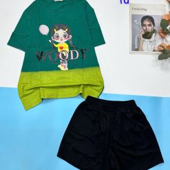 Đồ bộ quần đùi áo tay ngắn 2 màu in chữ WOODY - DBO5038