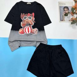 Đồ bộ quần đùi áo tay ngắn 2 màu in hình chú chó - DBO5039