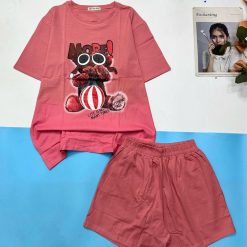 Đồ bộ quần đùi áo tay ngắn 2 màu in hình chú chó - DBO5039