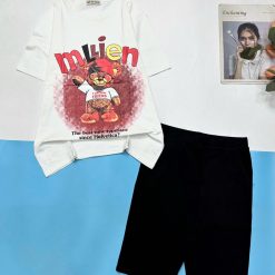 Đồ bộ quần lửng đen áo tay ngắn in hình chú gấu - DBO5041