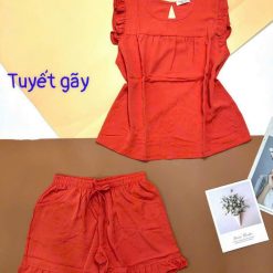 Đồ bộ quần đùi bèo áo sát nách bèo màu trơn - DBO5044