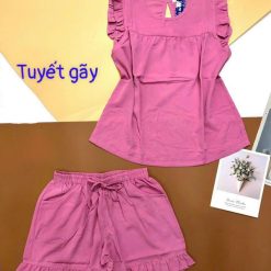 Đồ bộ quần đùi bèo áo sát nách bèo màu trơn - DBO5044