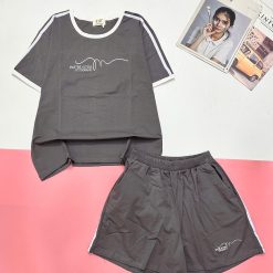 Đồ bộ quần đùi áo tay ngắn in sọc thể thao - DBO5046