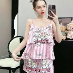 Đồ bộ quần đùi latin áo hai dây in nhiều hoạ tiết - DBO5047