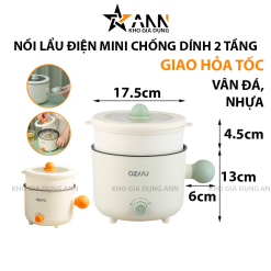 Nồi Lẩu Điện Mini 2 Tầng Đa Năng Kèm Giá Hấp Có Tay Cầm 1.8L 17.5x17.5x27cm - NLDMN2T