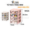 Tủ Nhựa Để Bàn Mini 4 Tầng Có Tay Cầm Thỏ - TN4TMN