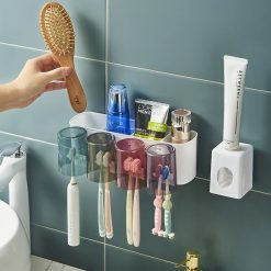 Bộ Nhả Kem Đánh Răng Kèm 4 Cốc Treo Tường - GDBCDR