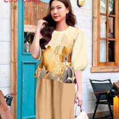 Đồ bộ mango quần dài áo tay phồng nhiều hoa đẹp - DBO5052