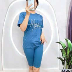 Đồ bộ quần lửng áo tay ngắn in loang chữ - DBO5062