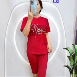 Đồ bộ quần lửng áo tay ngắn in loang chữ - DBO5062