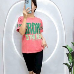 Đồ bộ quần lửng đen áo tay ngắn in chữ lớn - DBO5054