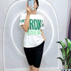 Đồ bộ quần lửng đen áo tay ngắn in chữ lớn - DBO5054