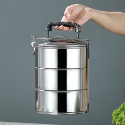 Cà Mên Inox 3 Tầng Tay Cầm Nhựa 22.5x13x13cm - CMIN3T