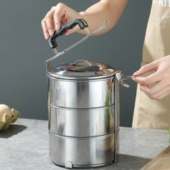 Cà Mên Inox 3 Tầng Tay Cầm Nhựa 22.5x13x13cm - CMIN3T