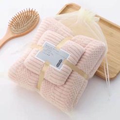 Túi Lưới 2 Khăn Tắm Lông Cừu Hàn Quốc Mịn Dễ Thấm Nước 73x118cm Và 58x30cm - TL2KTHQ