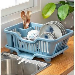 Rổ Úp Chén Đĩa Có Khay Hứng Nước - Kệ Úp Bát Nhựa PP 41x26x17cm - RUCBD