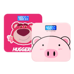 Cân Điện Tử Sức Khỏe Hình Heo Hồng Và Gấu Dâu - Mặt Kính Cường Lực - Trọng Tải Tối Đa 180kg 28x28cm - CDT02