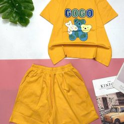 Đồ bộ cotton quần đùi áo tay ngắn in chữ 3gấu GOGO - DBO5063