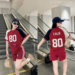 Đồ bộ quần đùi áo tay ngắn in hình số 80 - DBO5079
