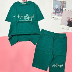 Đồ bộ quần lửng áo tay ngắn in chữ Angle - DBO5083