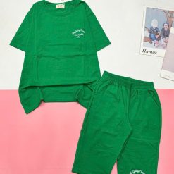 Đồ bộ quần lửng áo tay ngắn in chữ nhỏ - DBO5085