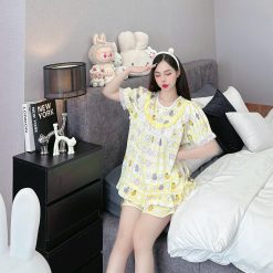 đồ bộ lcổ tròn tay bèo phốii ren dễ thương - DBO5086