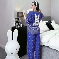 đồ bộ pijama quần dài áo tay ngắn cổ V nhiều hình khác nhau - DBO5088