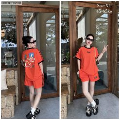 Đồ bộ quần đùi áo tay ngắn in có line thể thao - DBO5091