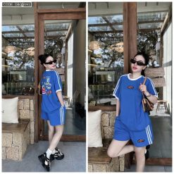 Đồ bộ quần đùi áo tay ngắn in có line thể thao - DBO5091