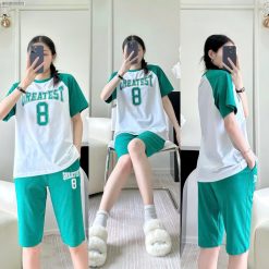 Đồ bộ quần lửng áo tay ngắn in số 8 tay áo cùng màu quần - DBO5096