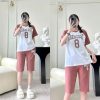 Đồ bộ quần lửng áo tay ngắn in số 8 tay áo cùng màu quần - DBO5096