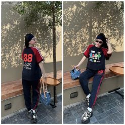 Đồ bộ quần dài áo tay ngắn thể thao in số 22 - DBO5104