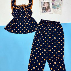 Đồ bộ mango áo dây bèo quần dài chấm bi - DBO5106