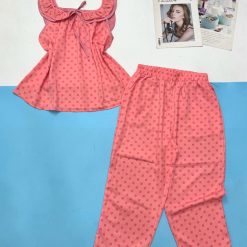 Đồ bộ mango áo dây bèo quần dài chấm bi - DBO5106