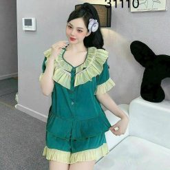 Đồ bộ quần đùi latin áo cổ viền bèo nhiều hình dễ thương - DBO5110