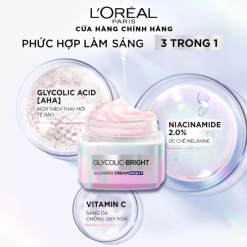 Kem Dưỡng Trắng Da Loreal Paris Ban Đêm Glycolic-Bright Glowing Cream Night 50ml Loreal - 8994993016563