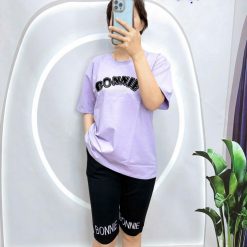 Đồ bộ quần lửng đen áo tay ngắn in chữ - DBO5118