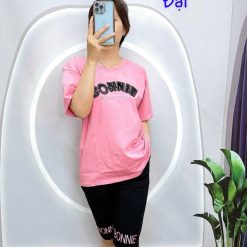 Đồ bộ quần lửng đen áo tay ngắn in chữ - DBO5118