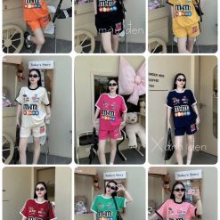 Đồ bộ quần đùi áo tay ngắn in chữ m m - DBO5120