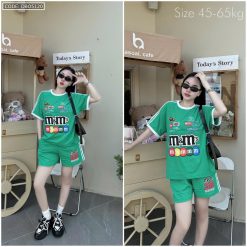 Đồ bộ quần đùi áo tay ngắn in chữ m m - DBO5120