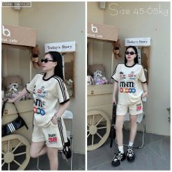 Đồ bộ quần đùi áo tay ngắn in chữ m m - DBO5120
