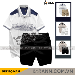 Set Bộ Nam Áo Thun Polo Pack Horse Họa Tiết Ngôi Làng Cổ Điển Quần Short Kaki Cao Cấp (Có Size 3x) - SBN127