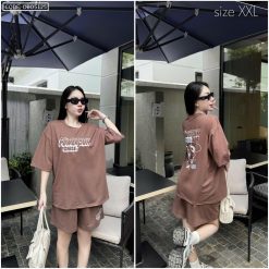 Đồ bộ quần đùi áo thun tay ngắn hình và chữ - DBO5125