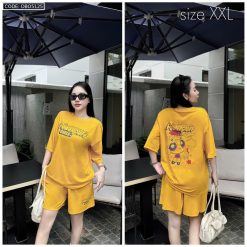 Đồ bộ quần đùi áo thun tay ngắn hình và chữ - DBO5125