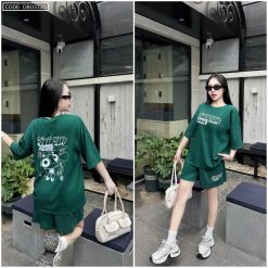 Đồ bộ quần đùi áo thun tay ngắn hình và chữ - DBO5125