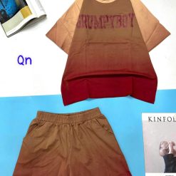 Đồ bộ áo thun quần đùi pha màu in chữ - DBO5127